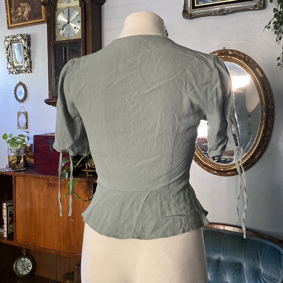 Top shop sage green peplum blouse. Size 2. - Picture 4 of 6